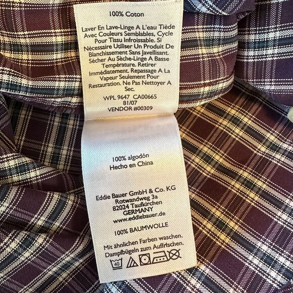 NWOT Eddie Bauer Mens Wrinkle Free Relaxed Fit Plaid Button-Down Shirt M - Picture 5 of 9